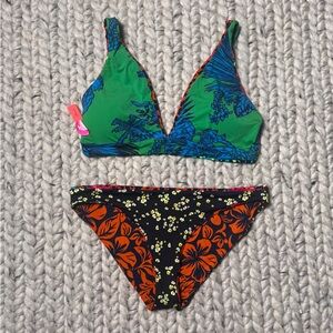 MAAJI-BIKINI BLUE GREEN TROPICAL REVERSIBLE NWOT